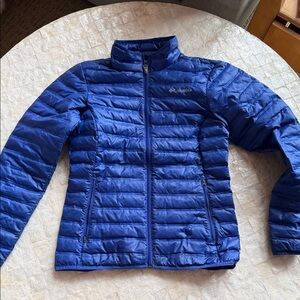 Columbia Women's Vibrant Blue Down Puffer Jacket zip-up sz M medium winter coat